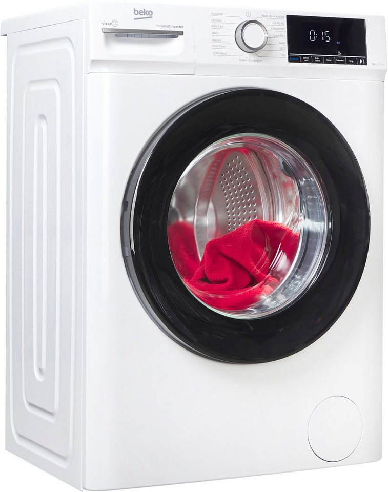 BEKO Waschmaschine BM3WFOE741PSA, 7 kg, 1400 U/min, Dampf gegen Flecken, vergessene Wäsche einfach nachlegen