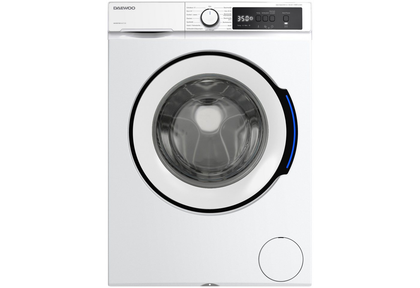 Daewoo Waschmaschine WM-FB0634W1A-DE, 10 kg, 1400 U/min, Frontlader, Inverter Motor, 10kg, Allergy-Safe Programm
