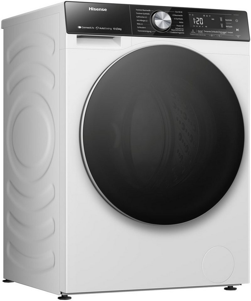 Hisense Waschtrockner 5S Serie WD5S1045BW, 10,5 kg, 6 kg, 1400 U/min, 10,5kg/ 6kg