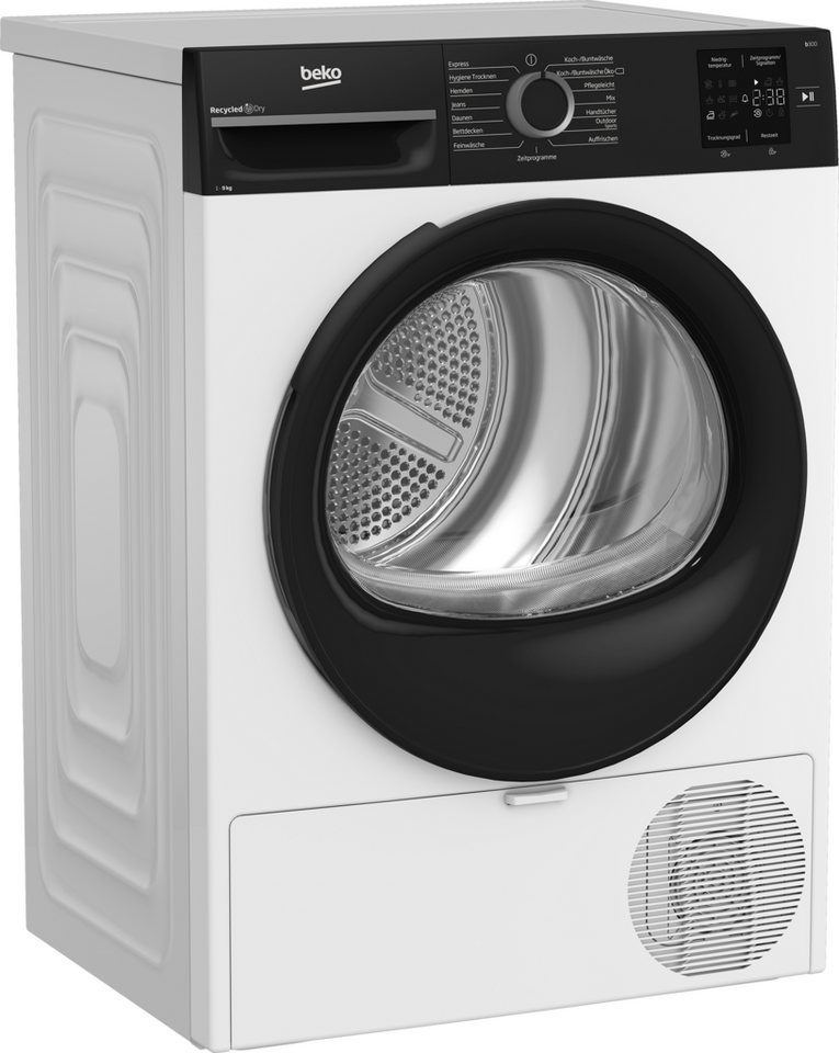 BEKO Wärmepumpentrockner BM3T39230W, 9 kg & Multifunktionsdisplay – Großhaushalt, volle Kontrolle