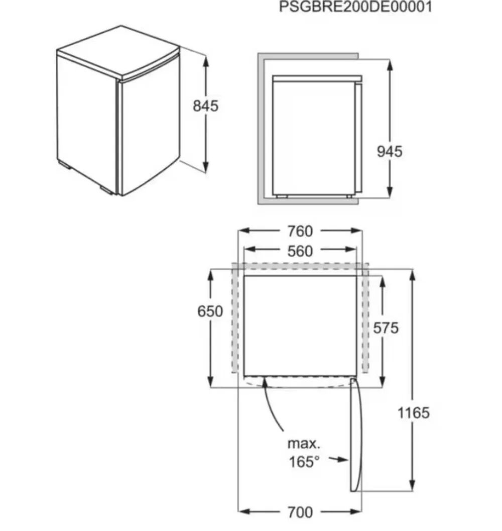 AEG RTS814DXAW Tisch – Kühlschrank H: 84, 5cm, B: 56 cm, D