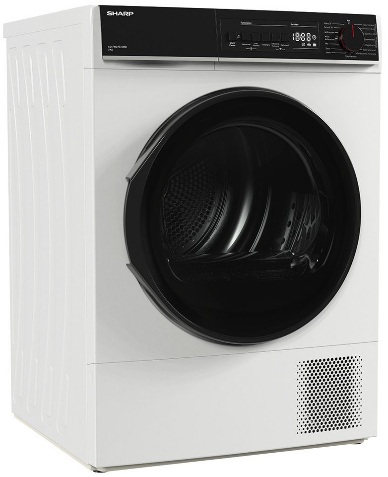 Sharp Wärmepumpentrockner KD-PRO7S7GWD-DE, SoftTouch-Bedienung mit LED-Display, Trommelbeleuchtung, WiFi