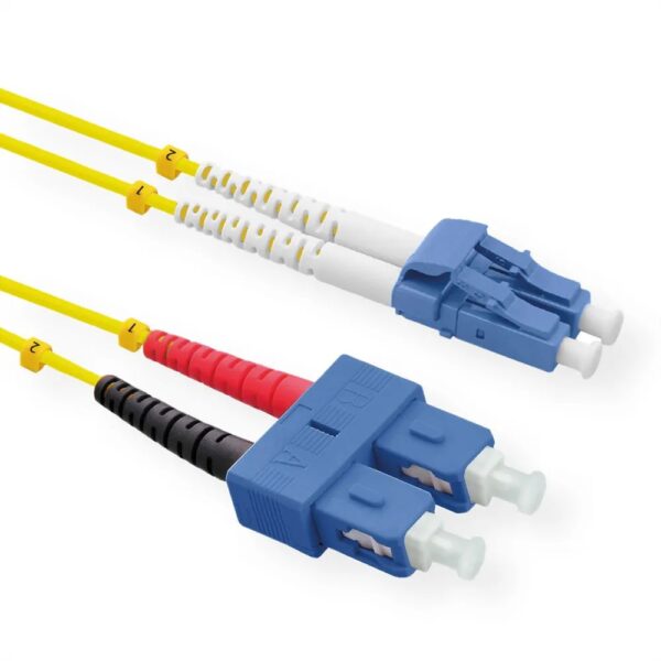 ROLINE LWL – Kabel Duplex, single Mode 9/125µm OS2, LC/SC, gelb, 1 m