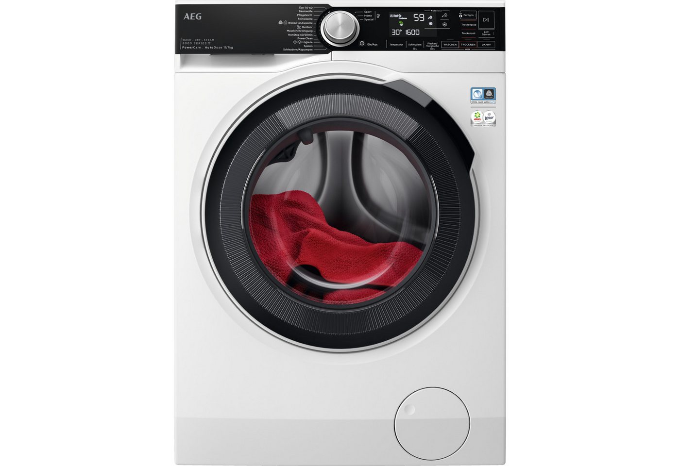 AEG Waschtrockner 8000 PowerCare® LWR8D80610, 11 kg, 7 kg, 1600 U/min, AutoDose: Automatische Dosierung, spart bis zu 60% Waschmittel