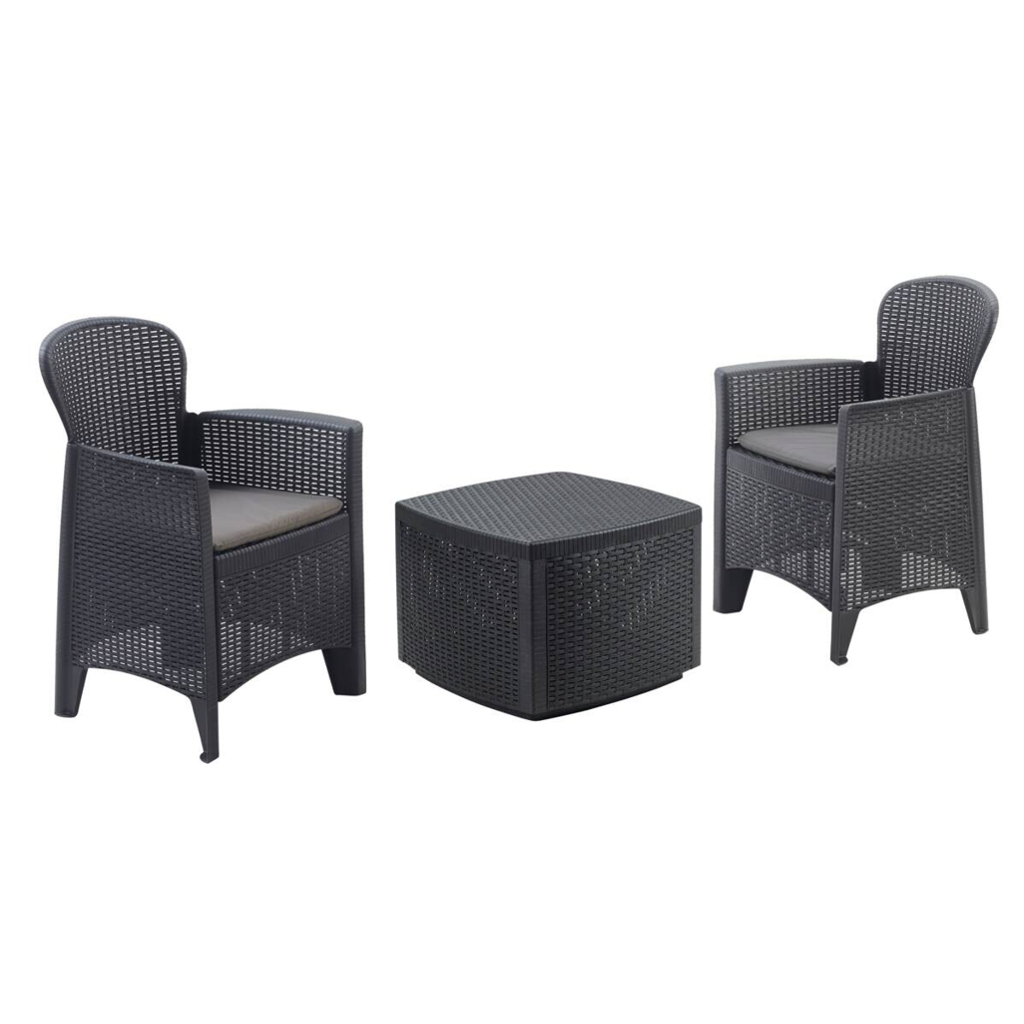 ProGarden Balkonset Three anthrazit Kunststoff