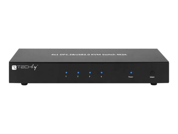 8051128101935-1 Techly 4 Port DisplayPort 1.2 KVM Switch with Hub and audio