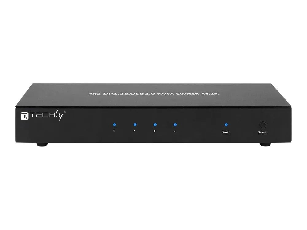 Techly 4 Port DisplayPort 1.2 KVM Switch with Hub and audio