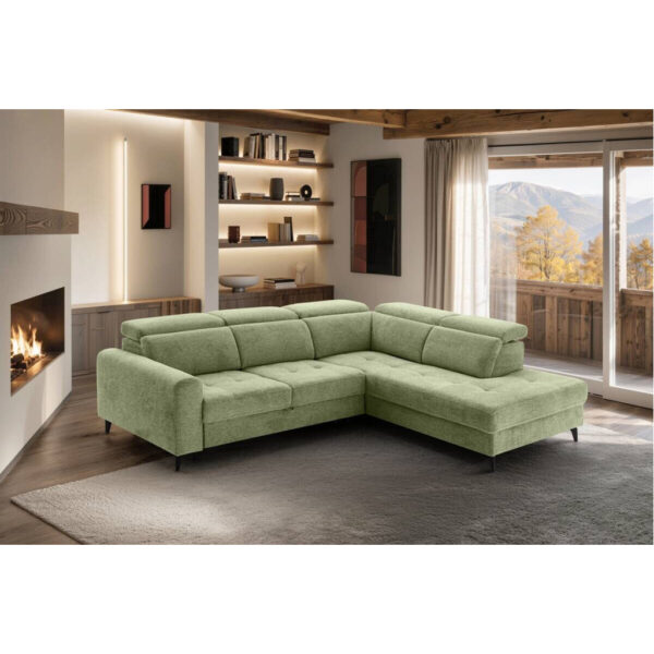 POCO Ecksofa mit Bettfunktion hellgrün Flachgewebe B/H/T: ca. 258x96x221 cm
