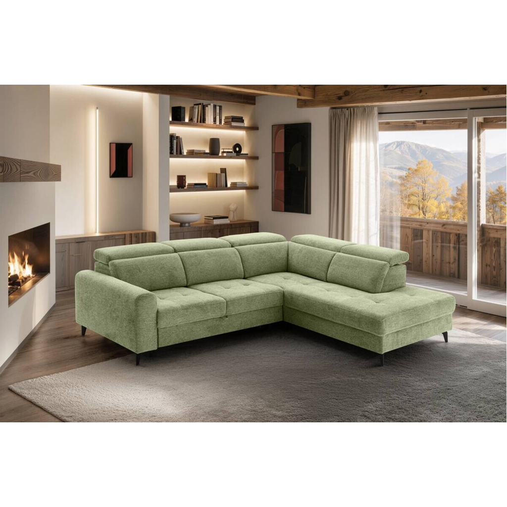 POCO Ecksofa mit Bettfunktion hellgrün Flachgewebe B/H/T: ca. 258x96x221 cm