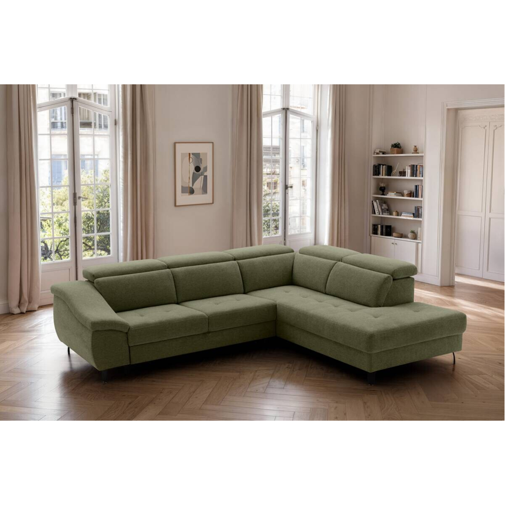 POCO Ecksofa mit Bettfunktion grün Flachgewebe B/H/T: ca. 280x96x238 cm