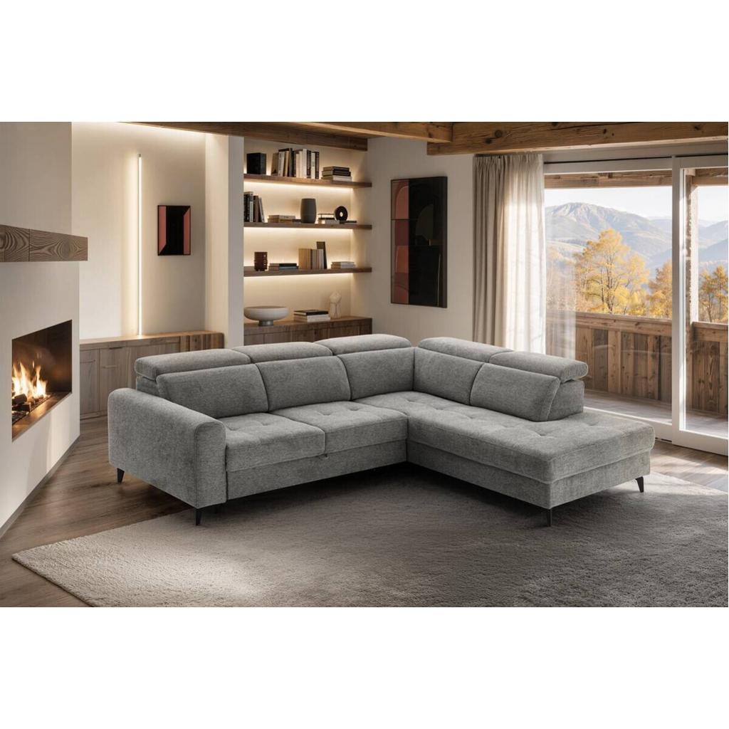 POCO Ecksofa mit Bettfunktion grau Flachgewebe B/H/T: ca. 258x96x221 cm