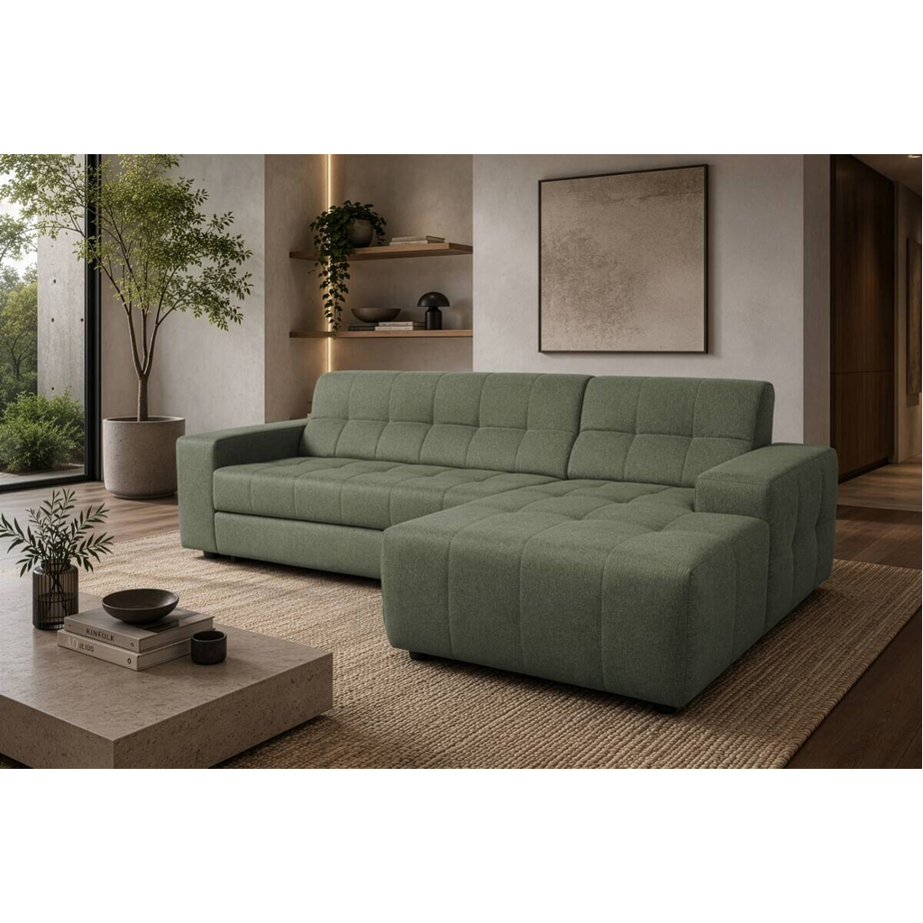 POCO Ecksofa mit Bettfunktion grün Flachgewebe B/H/T: ca. 267x93x163 cm