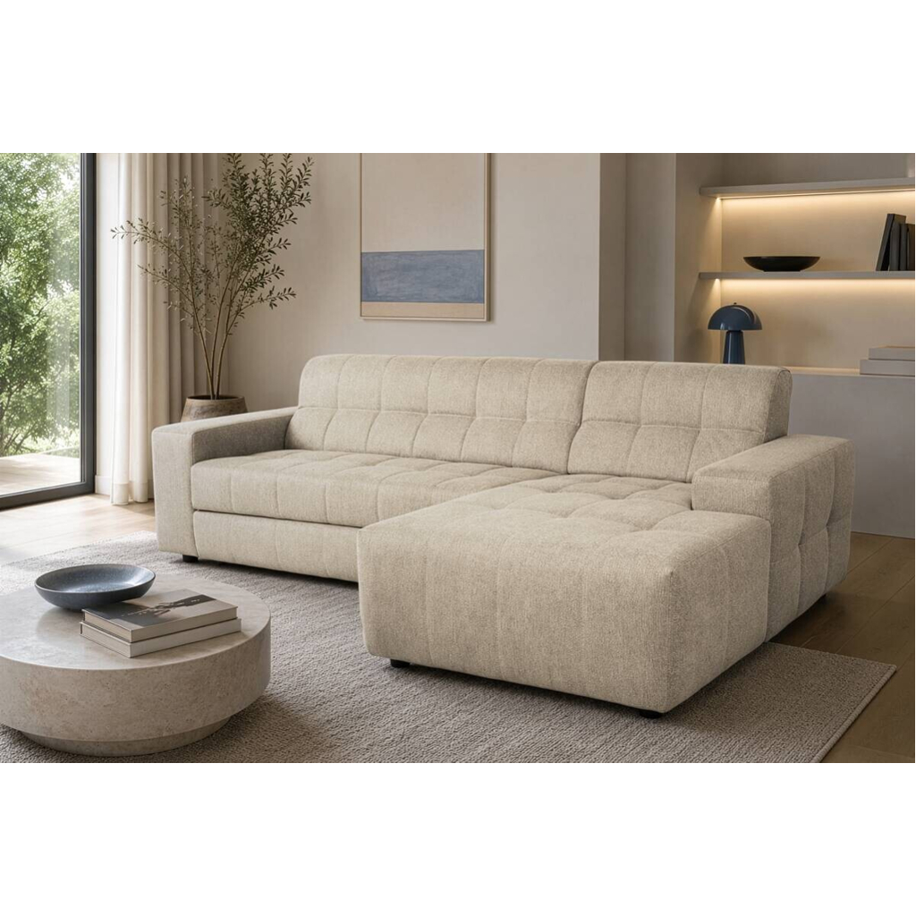 POCO Ecksofa mit Bettfunktion beige Flachgewebe B/H/T: ca. 267x93x163 cm