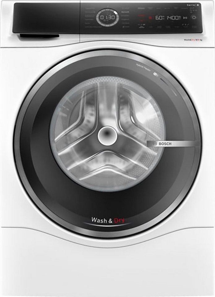 BOSCH Waschtrockner Serie 8 WNC244070, 9 kg, 6 kg, 1400 U/min, Wash & Dry 45', AquaStop, Auto Dry, Fleckenautomatik, Home Connect