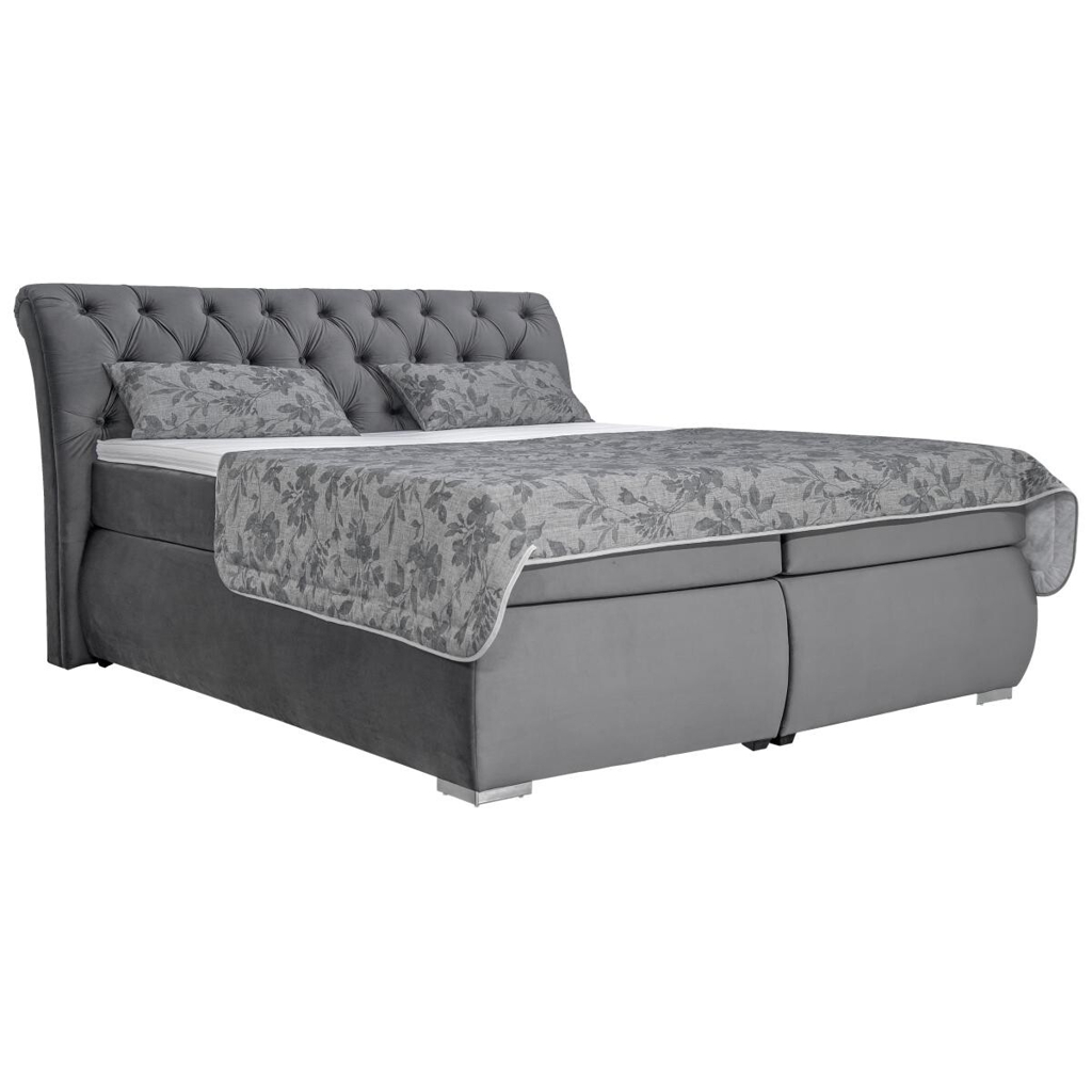 POCO Boxspringbett Agnes dunkelgrau Liegefläche B/L: ca. 180x200 cm