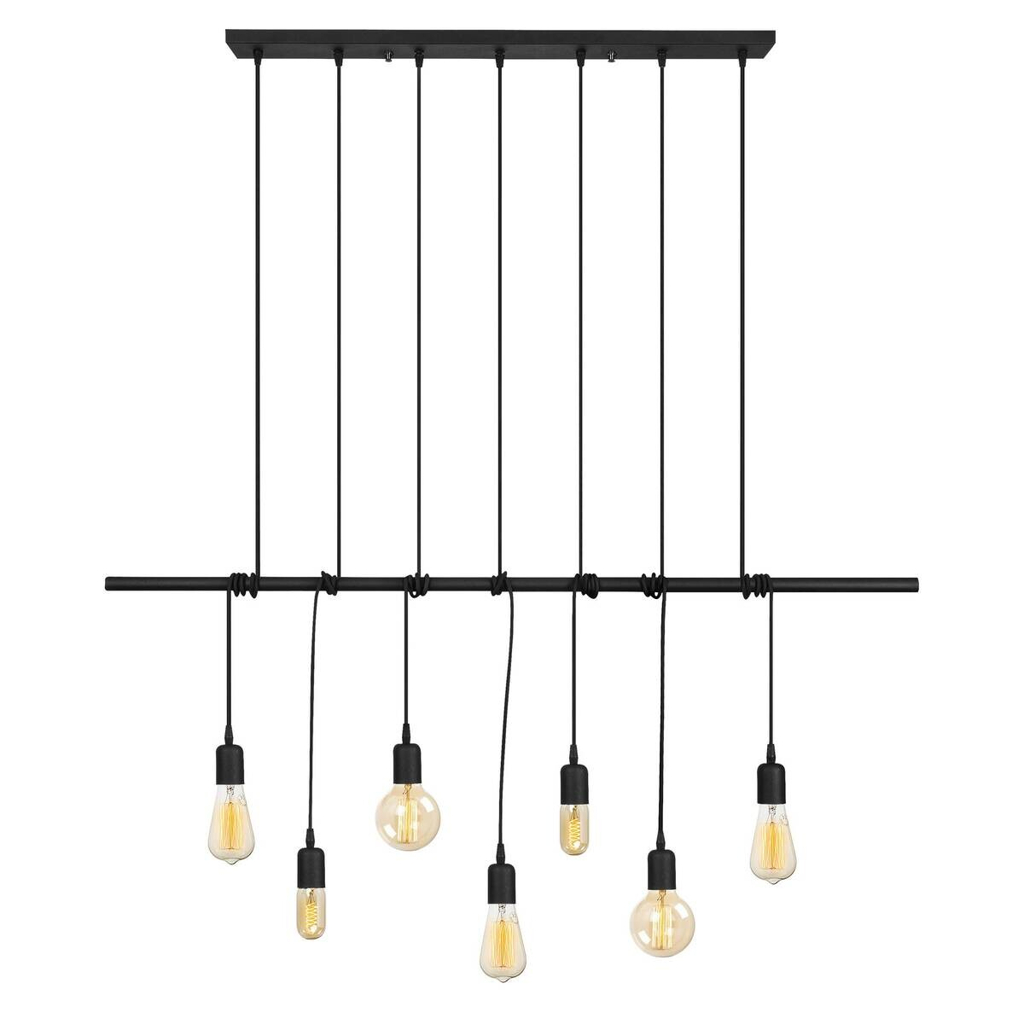 Opviq Pendelleuchte Salkim-3101
schwarz B/H/T/L: ca. 120x180x10x120 cm E27 7 Brennstellen