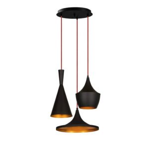 Opviq Pendelleuchte Elmas-3556 schwarz gold B/H/T/L/D: ca. 51x130x51x51x51 cm E27 3 Brennstellen