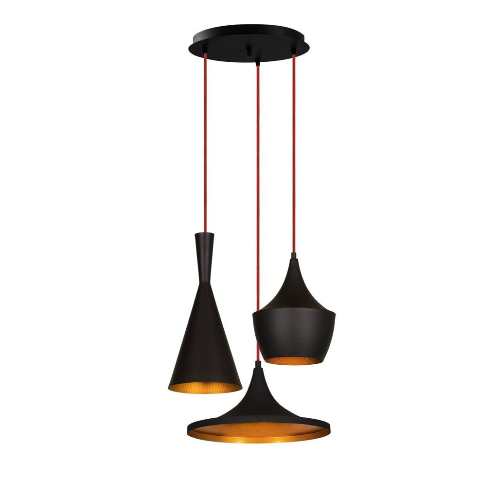 Opviq Pendelleuchte Elmas-3556
schwarz gold B/H/T/L/D: ca. 51x130x51x51x51 cm E27 3 Brennstellen