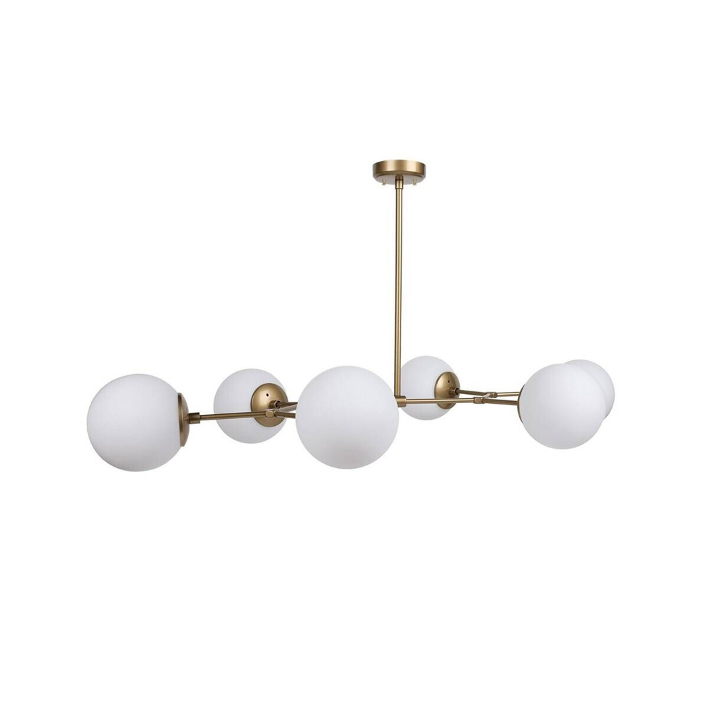 Opviq Pendelleuchte Damar-6322
weiß gelb Metall Glas B/H/T/L: ca. 100x48x58x100 cm E27 6 Brennstellen
