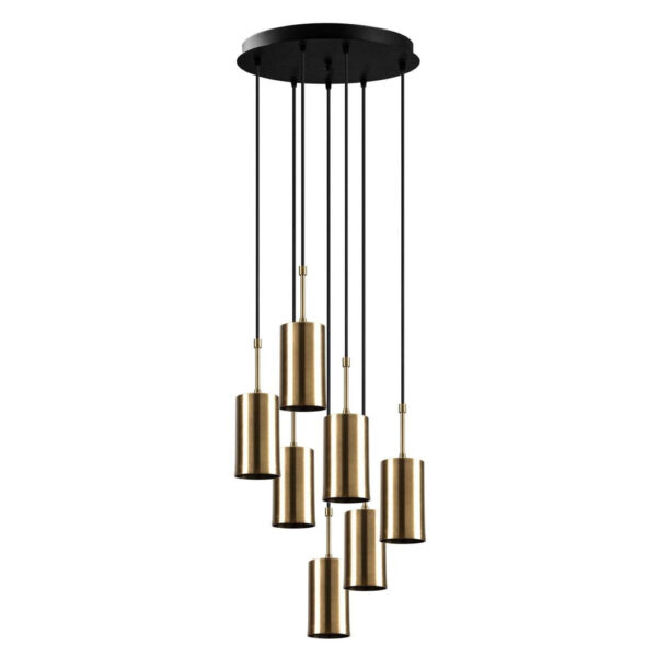 8681875501612 Opviq Pendelleuchte Kem
schwarz gold B/H/T/L/D: ca. 43x120x43x43x43 cm E27 7 Brennstellen