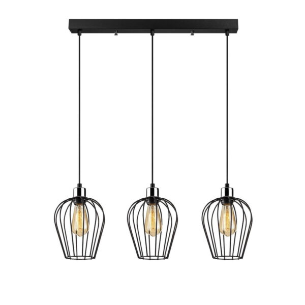 Opviq Pendelleuchte Tel
schwarz Eisen B/H/T/L/D: ca. 20x115x20x70x22 cm E27 3 Brennstellen