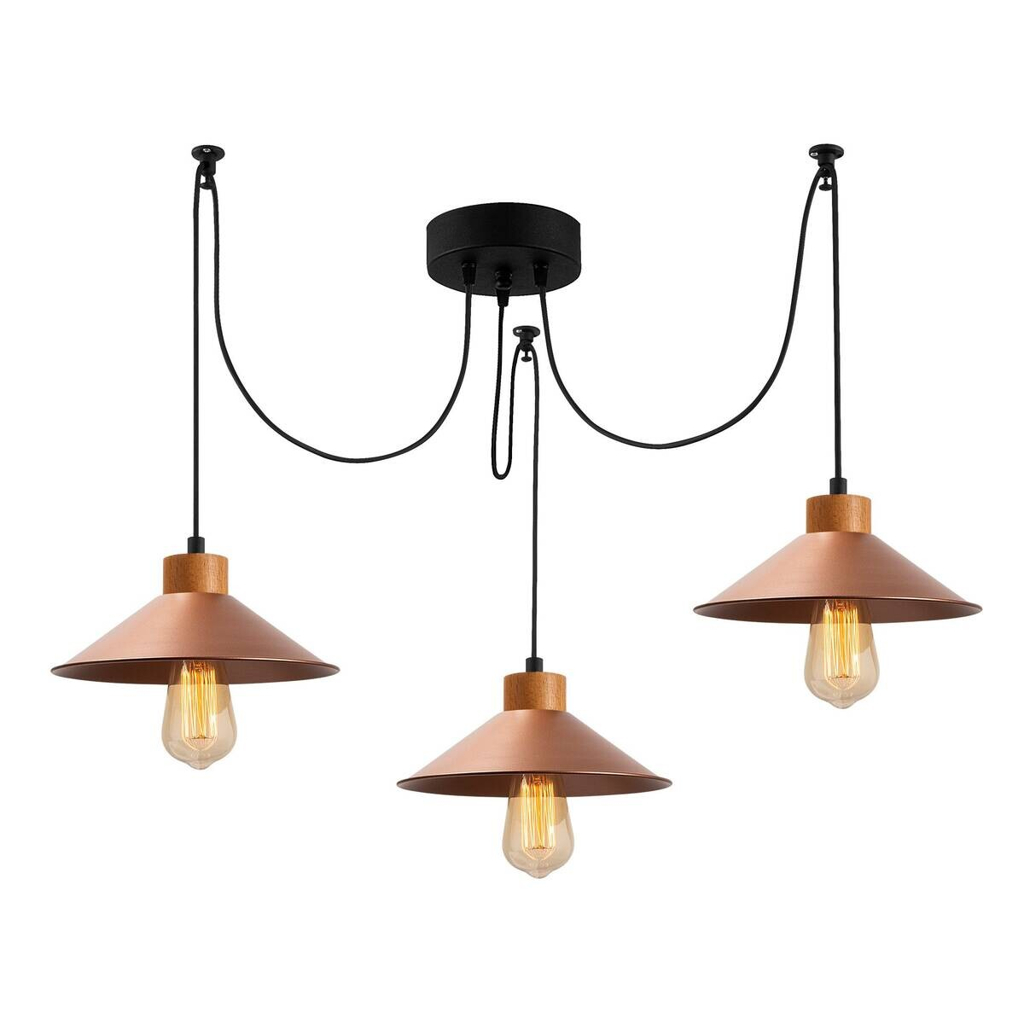 Opviq Pendelleuchte Manavgat
Kupfer Holz B/H/T/L: ca. 114x100x24x114 cm E27 3 Brennstellen