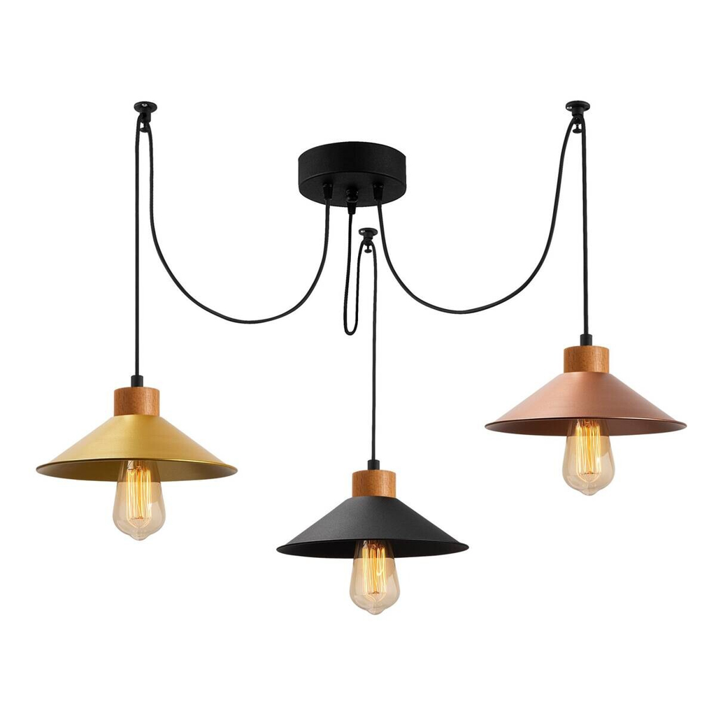 Opviq Pendelleuchte Manavgat
multicolor Metall Holz B/H/T/L/D: ca. 24x100x24x114x24 cm E27 3 Brennstellen