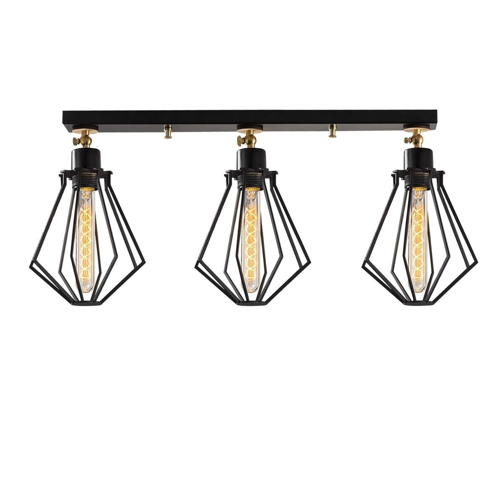 Opviq Deckenleuchte Oylat gold schwarz Metall B/H/T/L/D: ca. 18x29x18x70x18 cm E27 3 Brennstellen