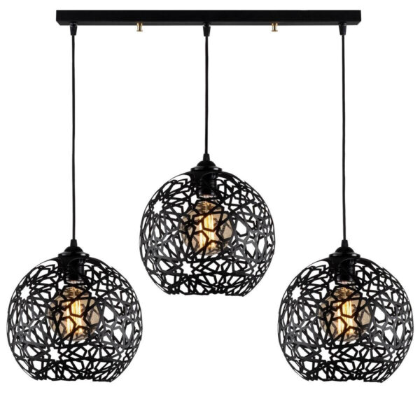 8681875641769 Opviq Pendelleuchte
schwarz Metall B/H/T/L: ca. 100x115x25x100 cm E27 3 Brennstellen