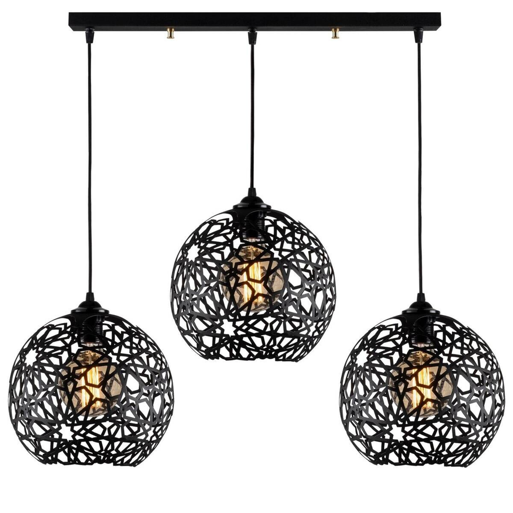 Opviq Pendelleuchte
schwarz Metall B/H/T/L: ca. 100x115x25x100 cm E27 3 Brennstellen