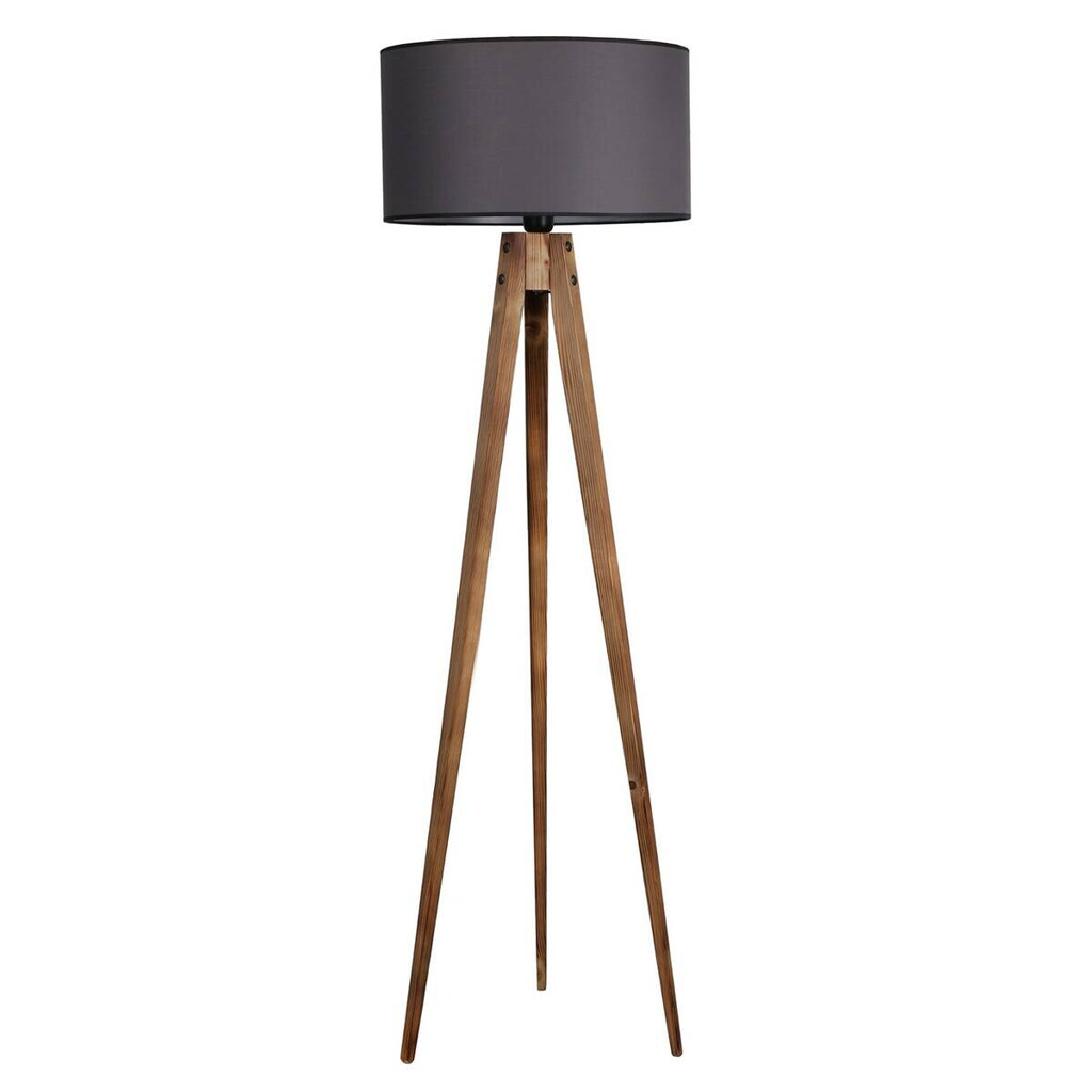 Opviq Stehlampe
braun grau Holz Stoff B/H/L: ca. 45x153x45 cm E27 1 Brennstellen