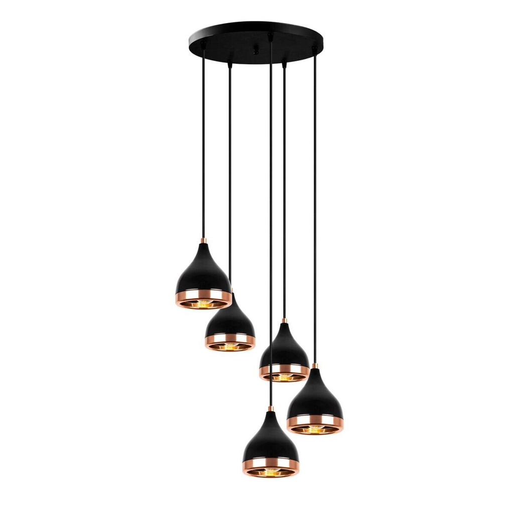 Opviq Pendelleuchte Yildo-7005
schwarz Kupfer B/H/T/L/D: ca. 43x135x43x43x43 cm E27 5 Brennstellen