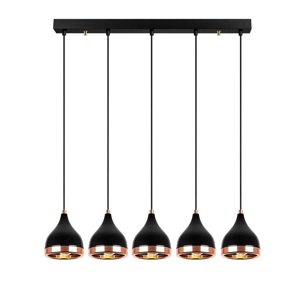 Opviq Pendelleuchte Yildo-7010
Kupfer schwarz B/H/T/L: ca. 85x135x15x85 cm E27 5 Brennstellen