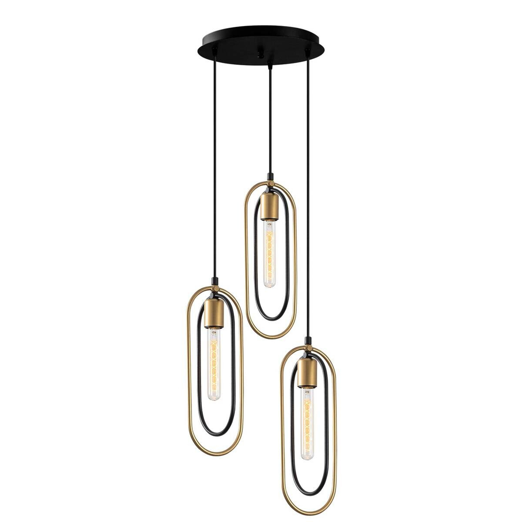 Opviq Pendelleuchte Cerco
schwarz gold Metall B/H/T/L/D: ca. 38x132x38x38x38 cm E27 3 Brennstellen