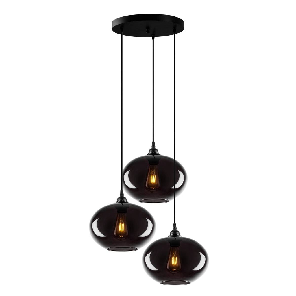 Opviq Pendelleuchte
grau Glas Metall B/H/T/L/D: ca. 61x120x61x61x61 cm E27 3 Brennstellen