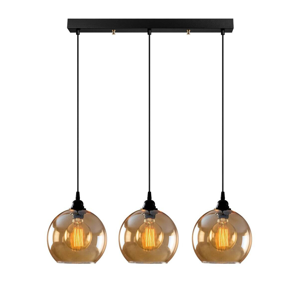Opviq Pendelleuchte
gold schwarz Glas B/H/T/L: ca. 70x116x20x70 cm E27 3 Brennstellen