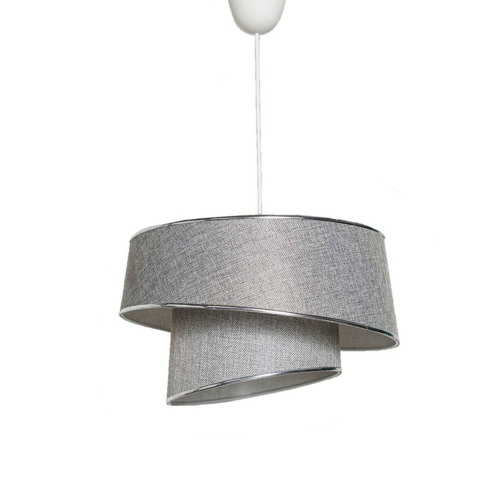 Opviq Pendelleuchte Barette
grau silber Stoff Metall B/H/L: ca. 32x70x32 cm E27 1 Brennstellen