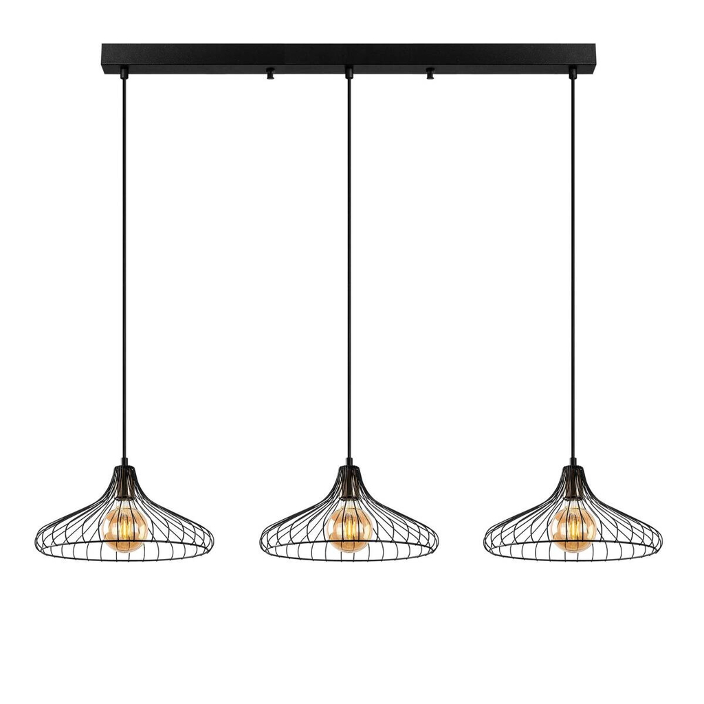 Opviq Pendelleuchte Depay-11260
schwarz Metall B/H/T/L: ca. 148x120x36x148 cm E27 3 Brennstellen