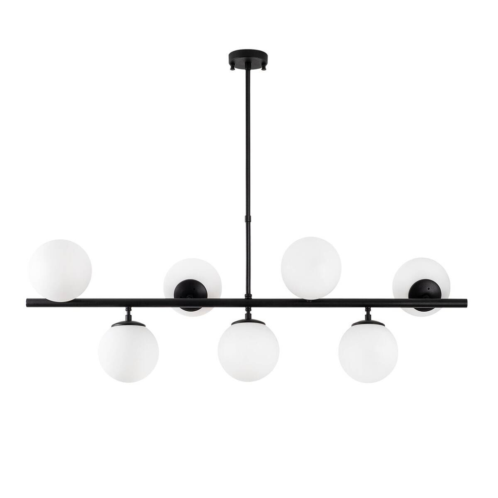 Opviq Deckenleuchte Fazli-10525 schwarz weiß Glas B/H/T/L: ca. 113x85x40x113 cm E14 7 Brennstellen