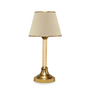 Opviq Tischleuchte beige gold Kunststoff Stoff B/H/L: ca. 22x45x22 cm E27 1 Brennstellen