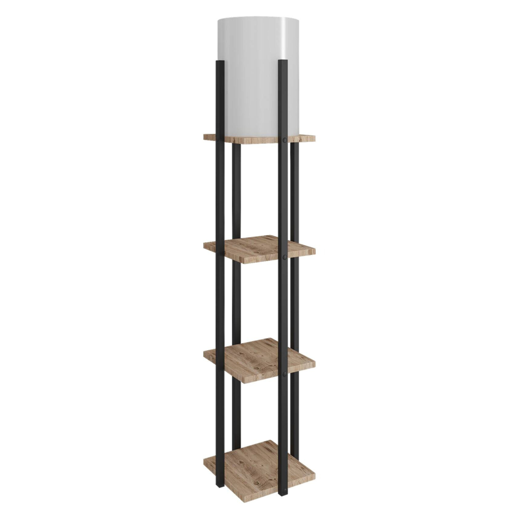 Opviq Stehlampe Nora
natur schwarz Stoff MDF B/H/T/L/D: ca. 21x135x21x21x21 cm E27 1 Brennstellen