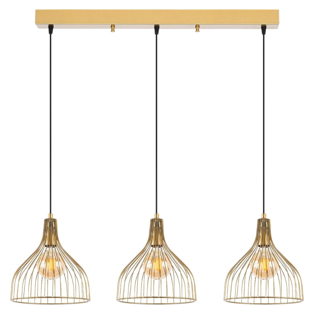 Opviq Pendelleuchte Cafu-11566-1
gold B/H/T/L: ca. 25x121x25x94 cm E27 3 Brennstellen