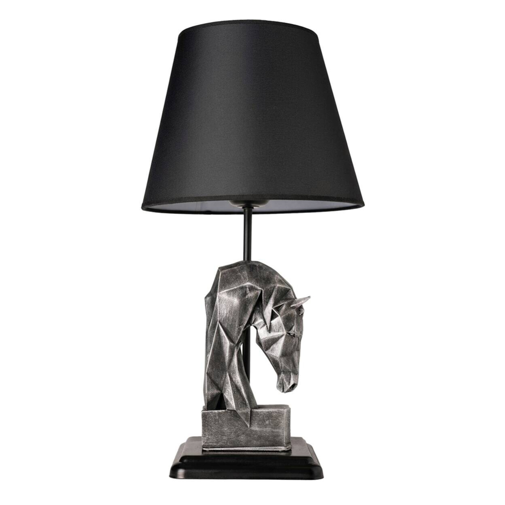 Opviq Tischleuchte
schwarz silber Stoff Metall B/H/L: ca. 24x50x24 cm E27 1 Brennstellen