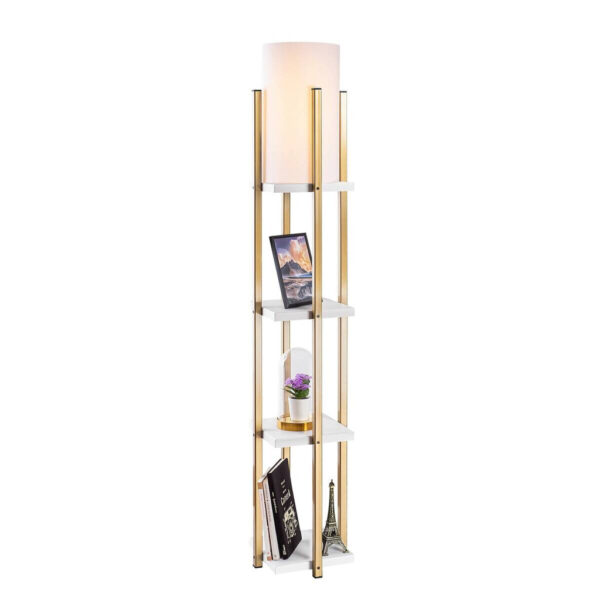8683342852227 Opviq Stehlampe
weiß gold Metall B/H/T/L/D: ca. 25x130x25x25x25 cm E27 1 Brennstellen