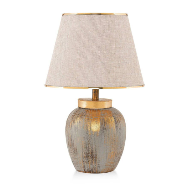 Opviq Tischleuchte gold creme Keramik B/H/L: ca. 30x47x30 cm E27 1 Brennstellen