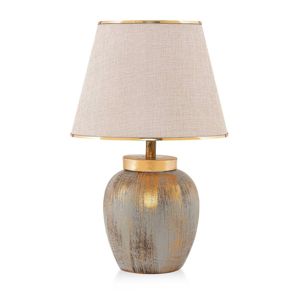Opviq Tischleuchte gold creme Keramik B/H/L: ca. 30x47x30 cm E27 1 Brennstellen