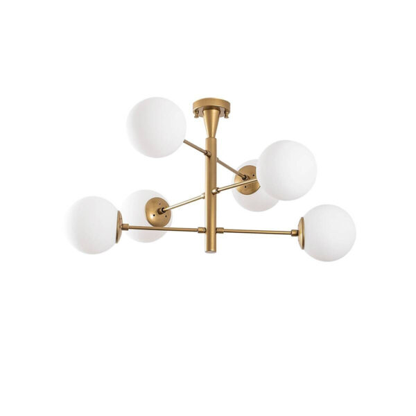 8683743313938 Opviq Pendelleuchte
gold Glas Metall B/H/T/L/D: ca. 75x40x75x75x75 cm E14 6 Brennstellen