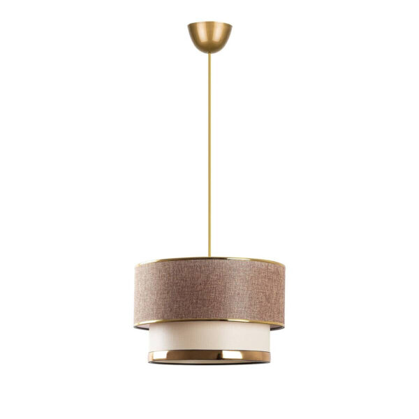 8683743423736 Opviq Pendelleuchte Cake
gold beige Metall Baumwolle B/H/L: ca. 30x65x30 cm E27 3 Brennstellen