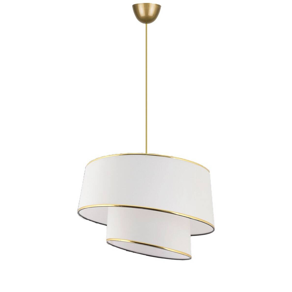 Opviq Pendelleuchte Barette
gold weiß Metall Stoff B/H/L: ca. 32x70x32 cm E27 1 Brennstellen