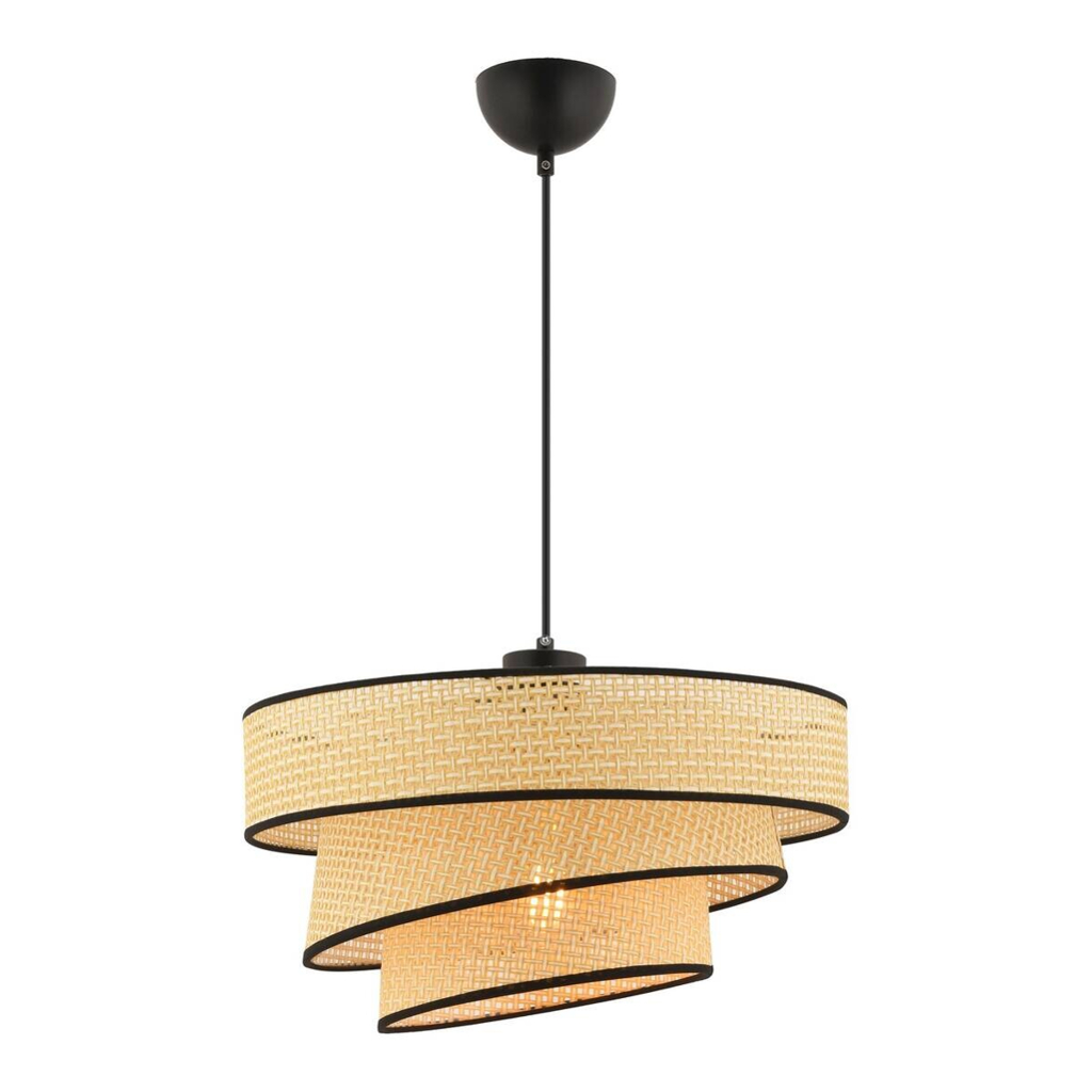 Opviq Pendelleuchte Couper
schwarz kamel Metall Baumwolle B/H/L: ca. 40x72x40 cm E27 1 Brennstellen